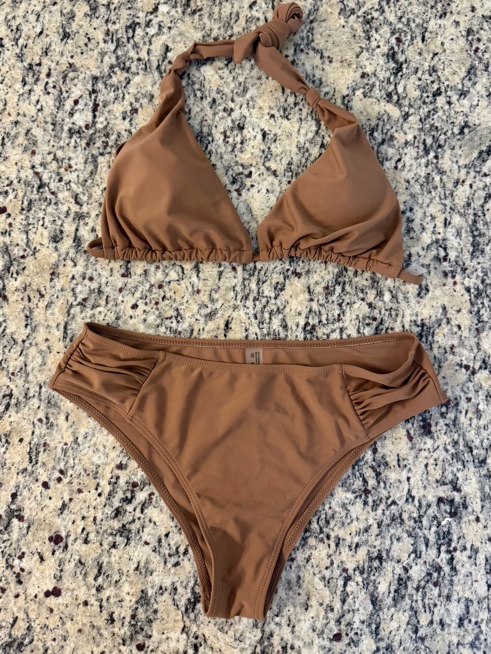 Brown Halter Triangle Bikini Set - Women Swim Bikini